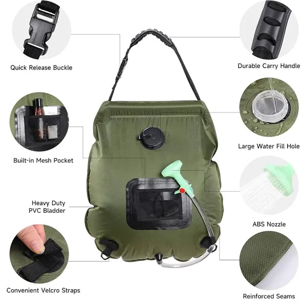 20L Solar Heating Camping Shower Bag