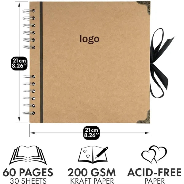 60 Pages 8 Inch Kraft Paper Scrapbook Album Memory Book