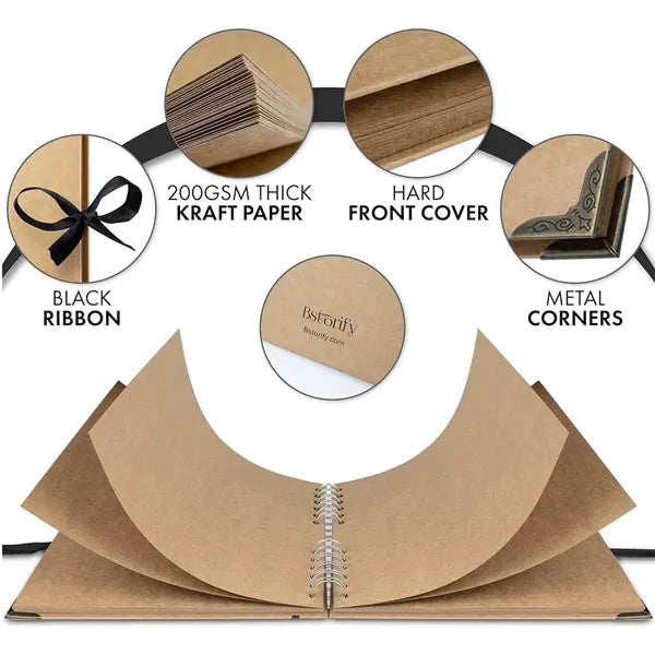 60 Pages 8 Inch Kraft Paper Scrapbook Album Memory Book