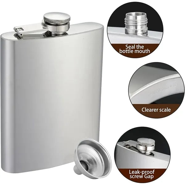 8OZ Stainless Steel Flagon With Funnels