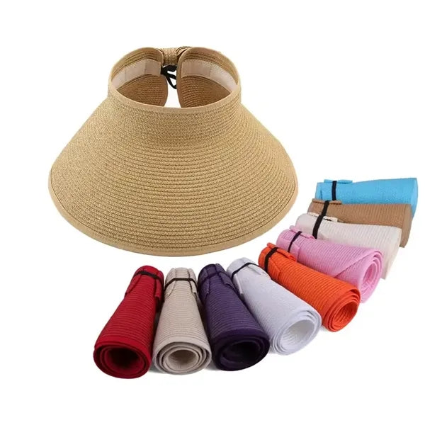 Women Wide Brim Roll-Up Straw Sun Hat