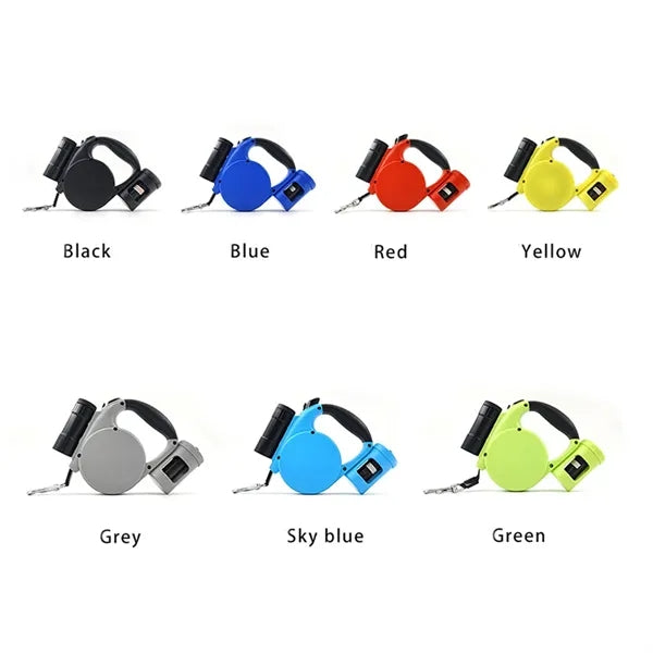 Automatic Retractable Pet Leash with Flashlight and Storage