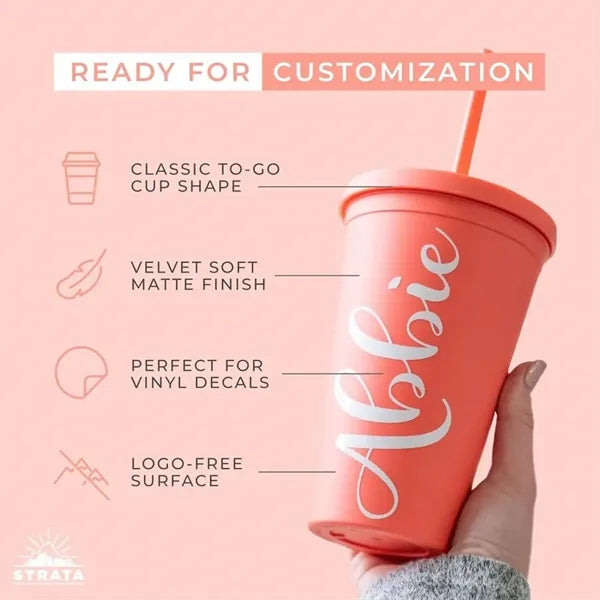 16oz Colored Acrylic Cups with Lids and Straws