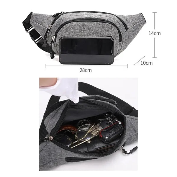 Large Crossbody Fanny Pack With 4-Zipper Pockets for Travel