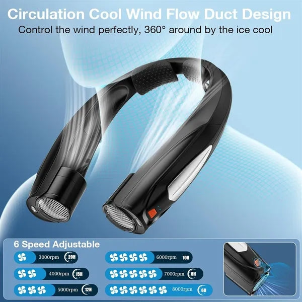 Rechargeable Hands Free 6-Speed Wearable Neck Fan