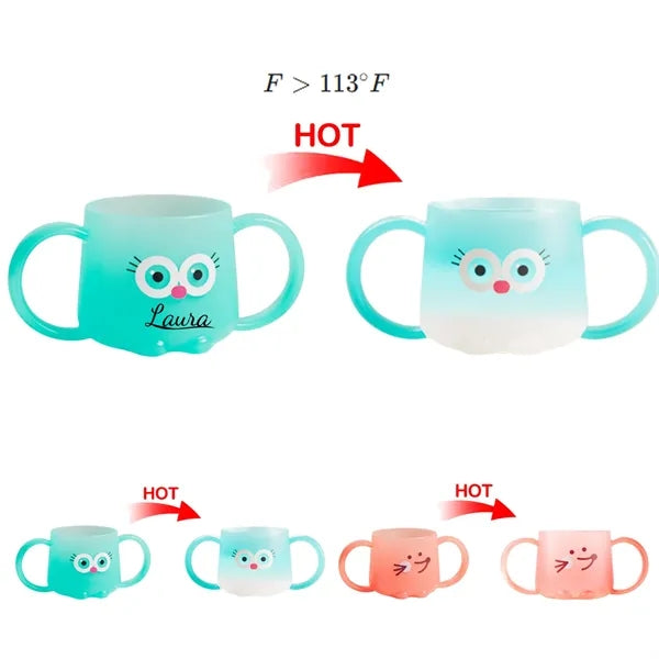 8.5oz PP Material Color-Changing Baby Cup w/ Handles