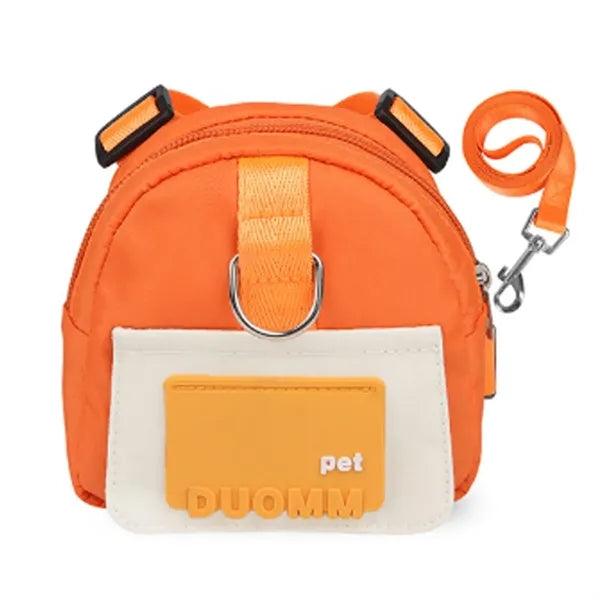 Cartoon Pet Polyester Backpack w/ Dog Leash for Outdoors