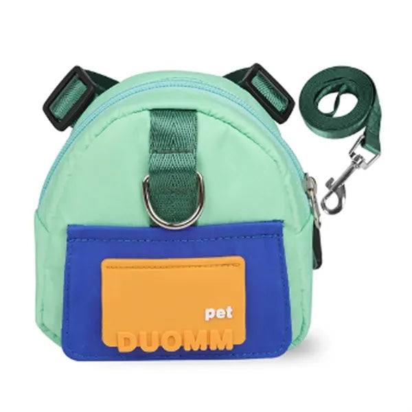 Cartoon Pet Polyester Backpack w/ Dog Leash for Outdoors