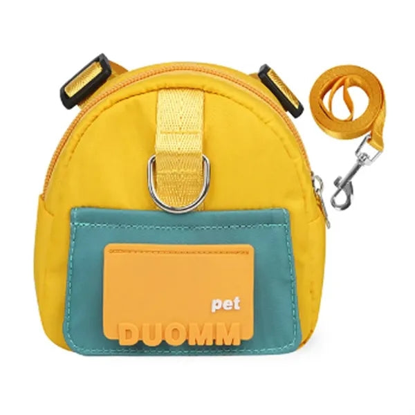 Cartoon Pet Polyester Backpack w/ Dog Leash for Outdoors