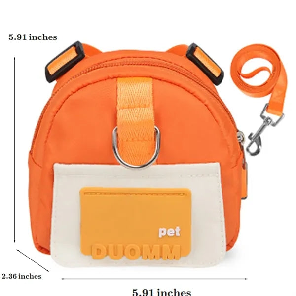 Cartoon Pet Polyester Backpack w/ Dog Leash for Outdoors
