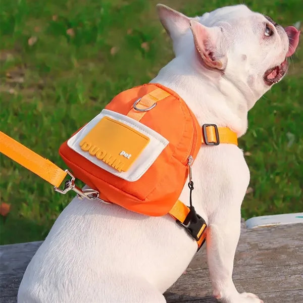 Cartoon Pet Polyester Backpack w/ Dog Leash for Outdoors