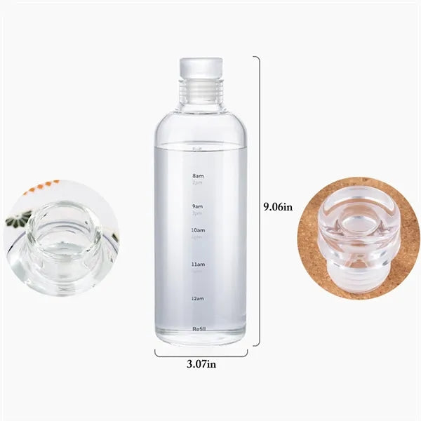 25oz Borosilicate Glass Time Marker Water Bottle
