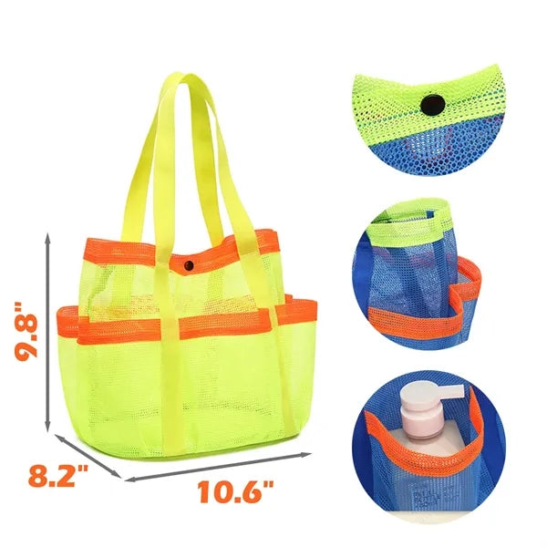 Multi-Pocket Colorful Mesh Beach Bag