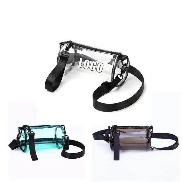 Waterproof Vinyl Crossbody Bucket Cosmetic Bag