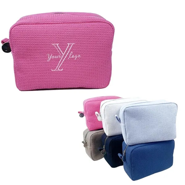 Simple Waffle Large Capacity Portable Cosmetic Bag