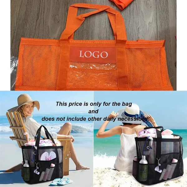 8-Pocket Foldable Multipurpose Mesh Beach Bag