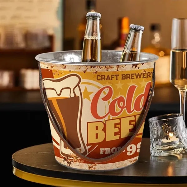 169oz Full-Color Printed Metal Party Ice Bucket