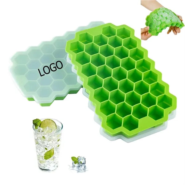 Creative Silicone Honeycomb Ice Cube Mold Tray With Cover