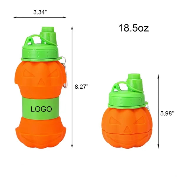Halloween Pumpkin Foldable Silicone Water Bottle