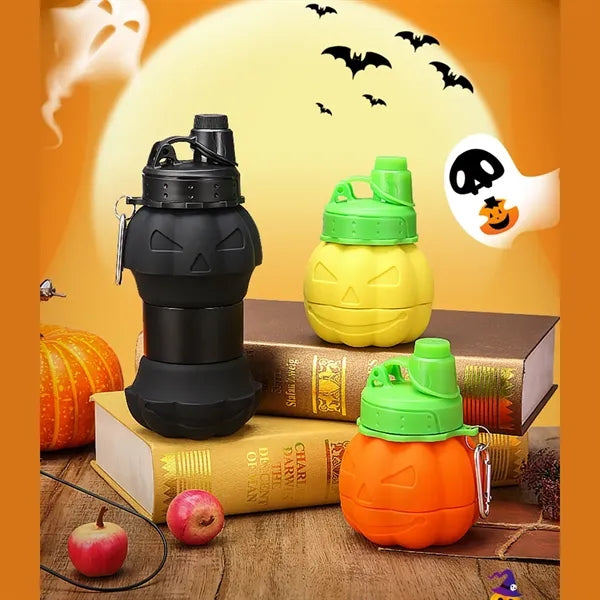 Halloween Pumpkin Foldable Silicone Water Bottle