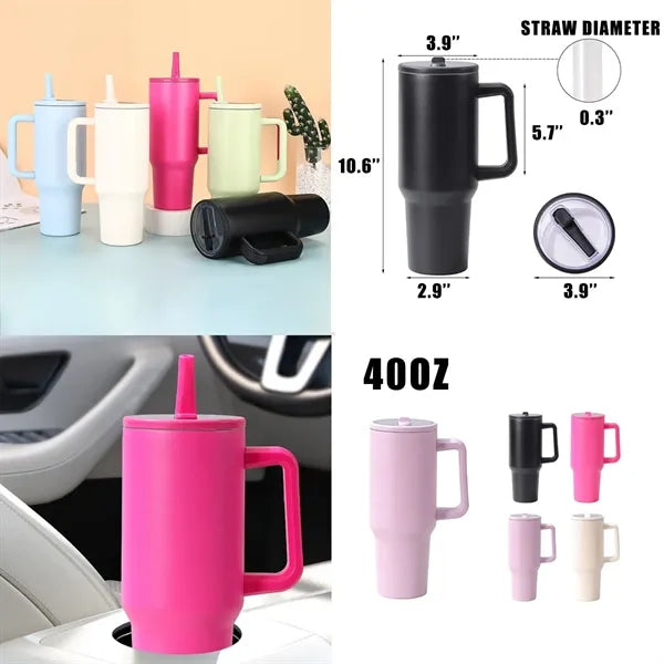 40oz Stainless Steel Double-Wall Multi-Color Straw Mug
