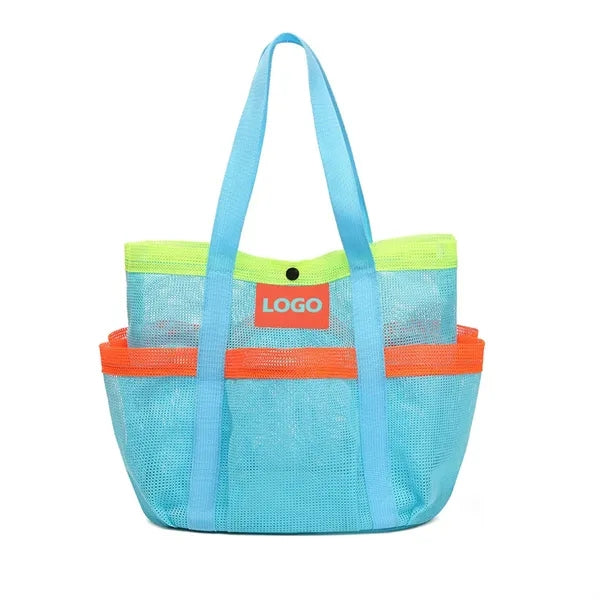 Multi-Pocket Colorful Mesh Beach Bag