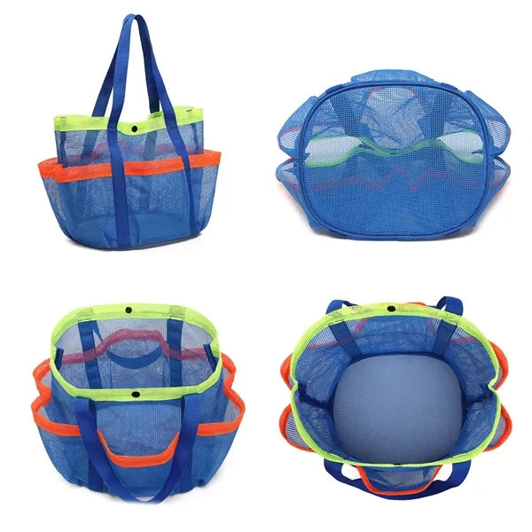 Multi-Pocket Colorful Mesh Beach Bag