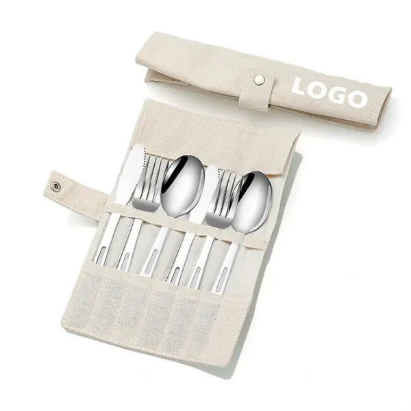 7-Piece Stainless Steel Cutlery Set With Storage Bag