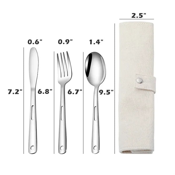 7-Piece Stainless Steel Cutlery Set With Storage Bag