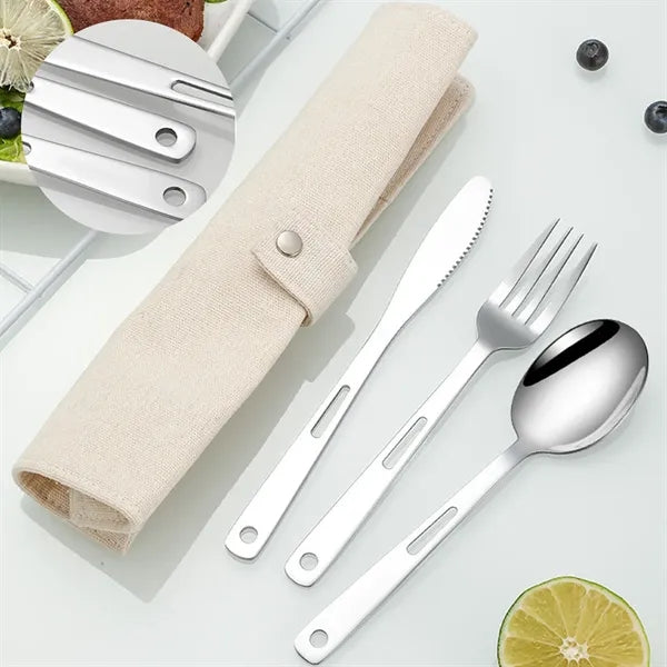 7-Piece Stainless Steel Cutlery Set With Storage Bag