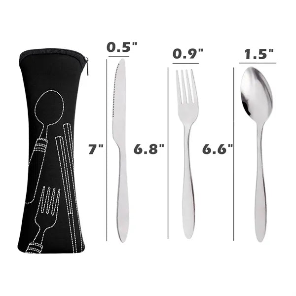 Portable Stainless Steel Cutlery Set for School and Outdoors