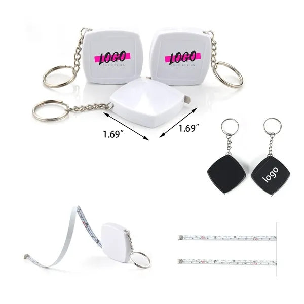 Square Keychain 2m Mini Steel Tape