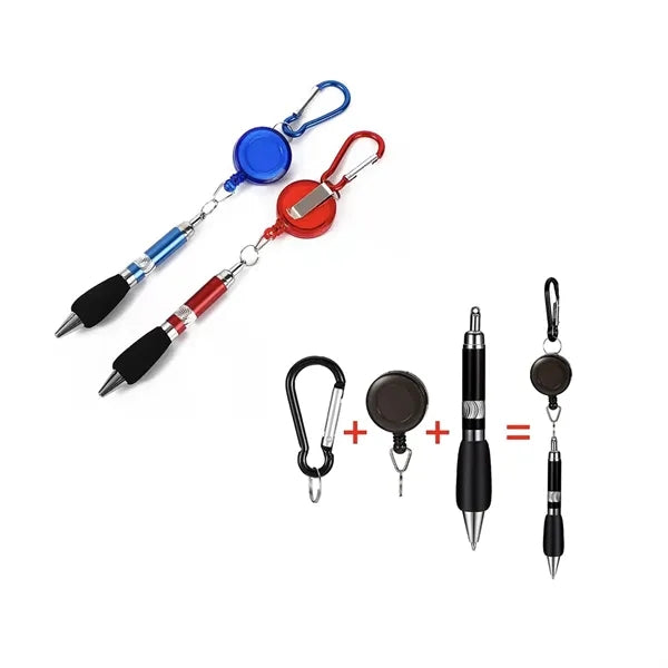 Retractable Badge Reel Pen Belt Clip and Carabiner