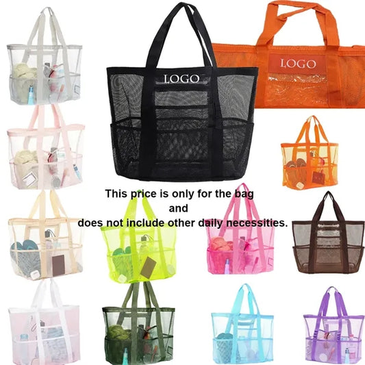 8-Pocket Foldable Multipurpose Mesh Beach Bag
