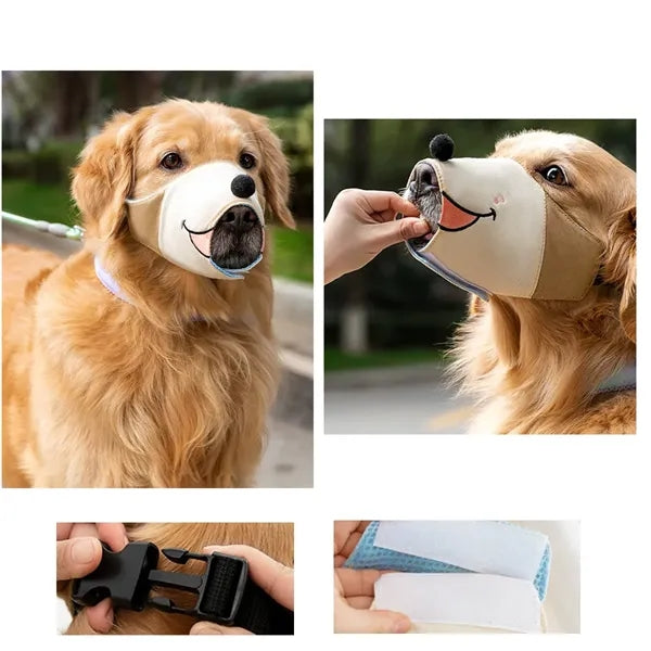 Anti-Bite Bark Adjustable Breathable Canvas Dog Muzzle