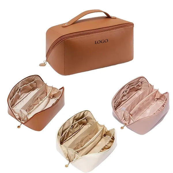 5-Zone Waterproof PU Pillow Makeup Bag