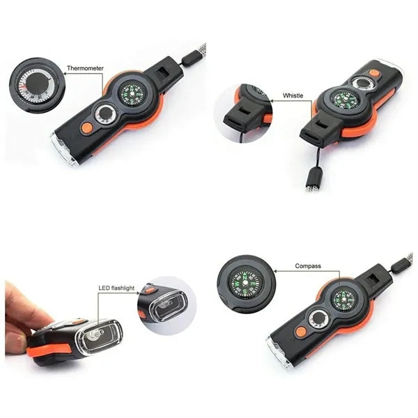 7 in 1 Emergency Survival Camping Hiking Whistle