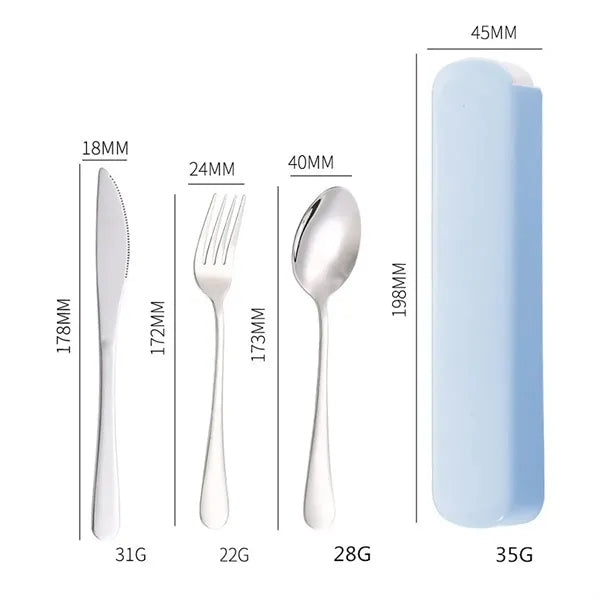 3-piece stainless steel travel cutlery set with box
