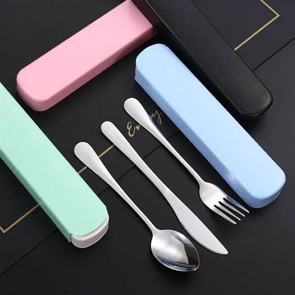 3-piece stainless steel travel cutlery set with box