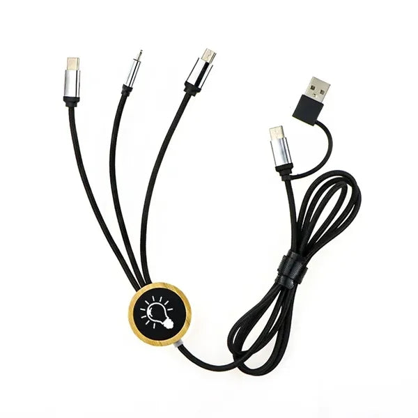 6-in-1 Eco-Friendly Bamboo LED Charging Cable