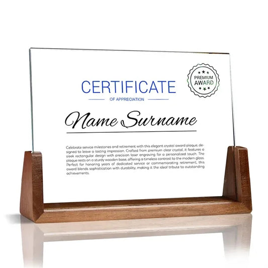 Mirror Award Plaque With Wood Base