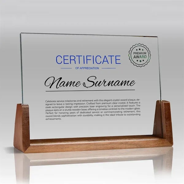 Mirror Award Plaque With Wood Base