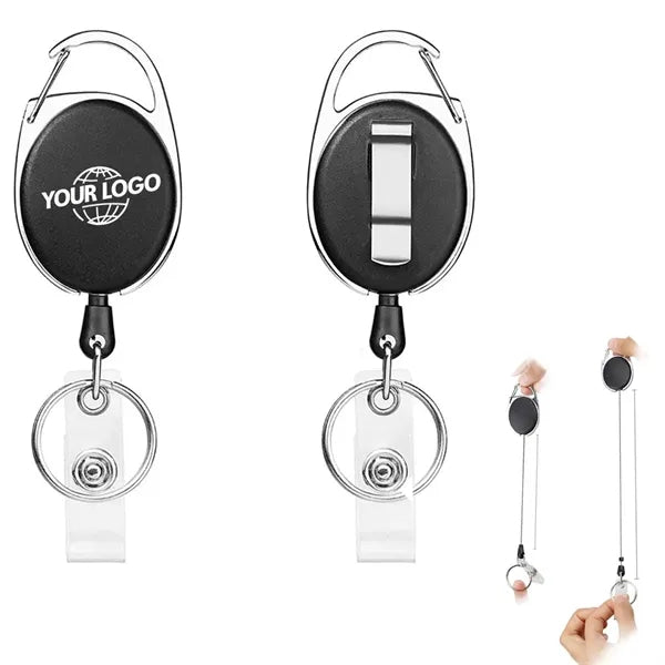 Retractable Keychain Badge Holder with Claw Clasp and Clip