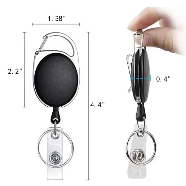 Retractable Keychain Badge Holder with Claw Clasp and Clip