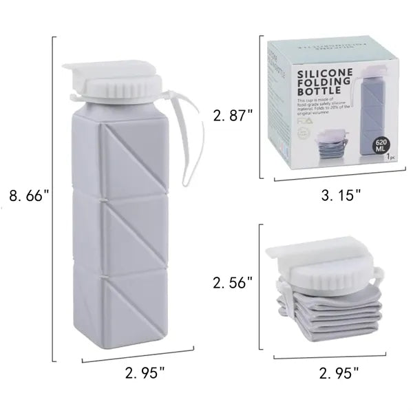 21 Oz Food Grade Retractable Square Silicone Folding Cup