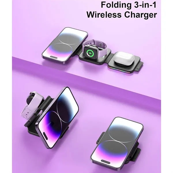 3 in 1 Foldable Magnetic Wireless Charger Pad Stand
