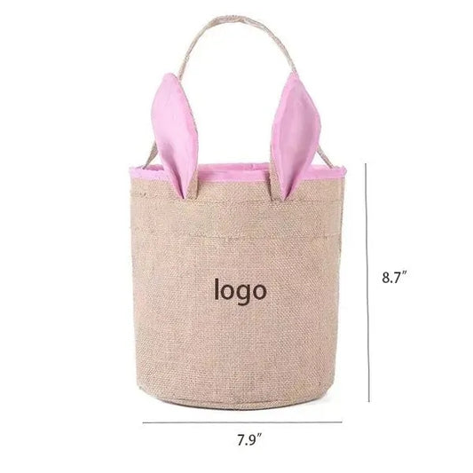 Easter Burlap Basket Bunny Ears