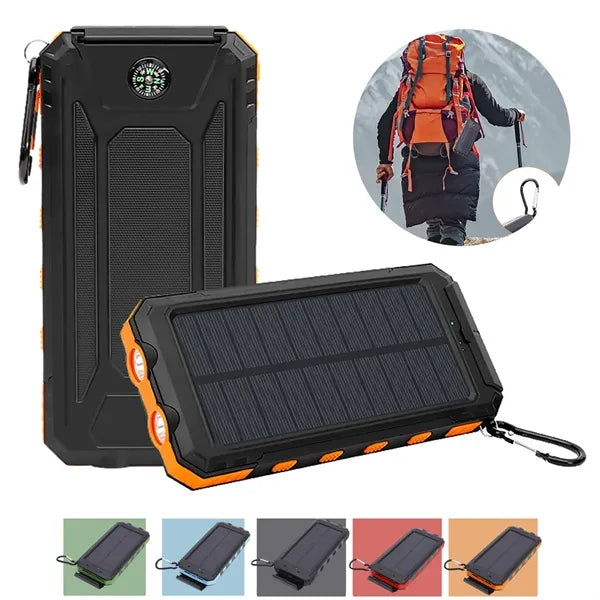 10000mAh Solar Energy Power Bank with LED Light and Compass