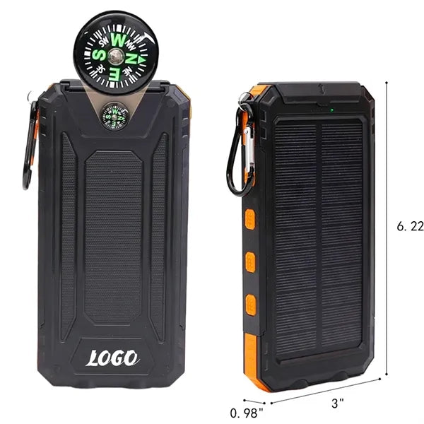 10000mAh Solar Energy Power Bank with LED Light and Compass