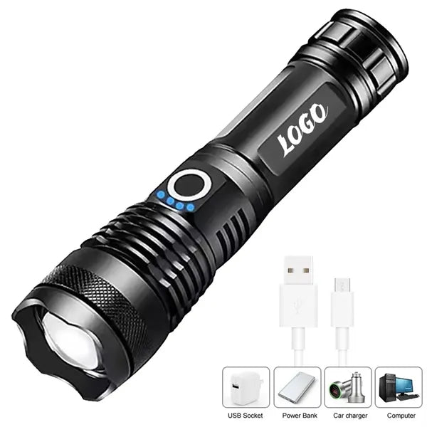 Rechargeable LED Tactical Flashlight with 5 Light Modes